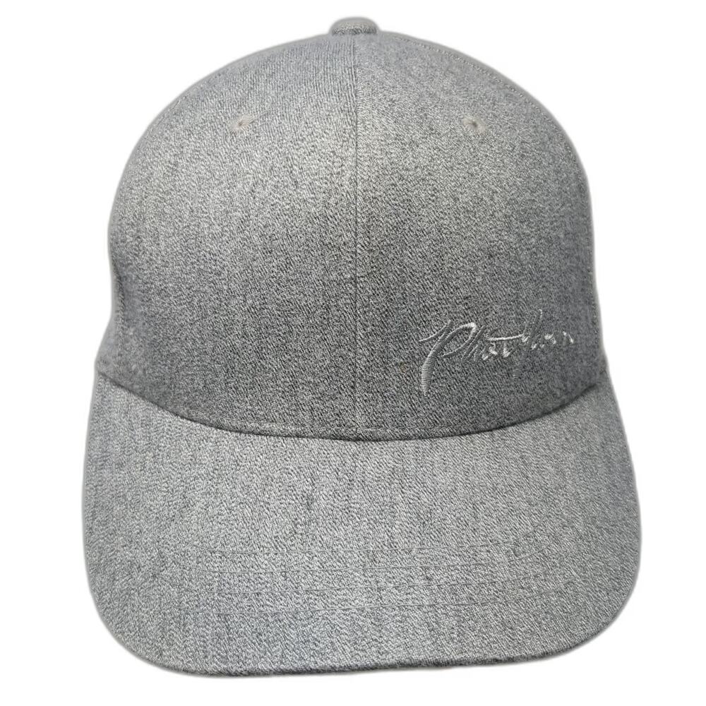 Phat Farm Baseball Cap Gray M Fitted Heather Script Logo Back Patch 6-Panel Hat